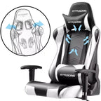 Sedia da ufficio gaming in pelle PU con poggiatesta e cuscino lombare regolabili