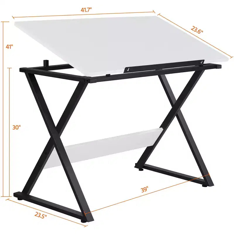 Tavolo da disegno minimalista per artisti – Scrivania da disegno inclinabile e regolabile, Bianca
