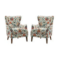 Set of 2 Nikolaus Comfy Living Room Armchair with Floral Fabric Pattern| ART OF LIVING DESIGNS-RED
