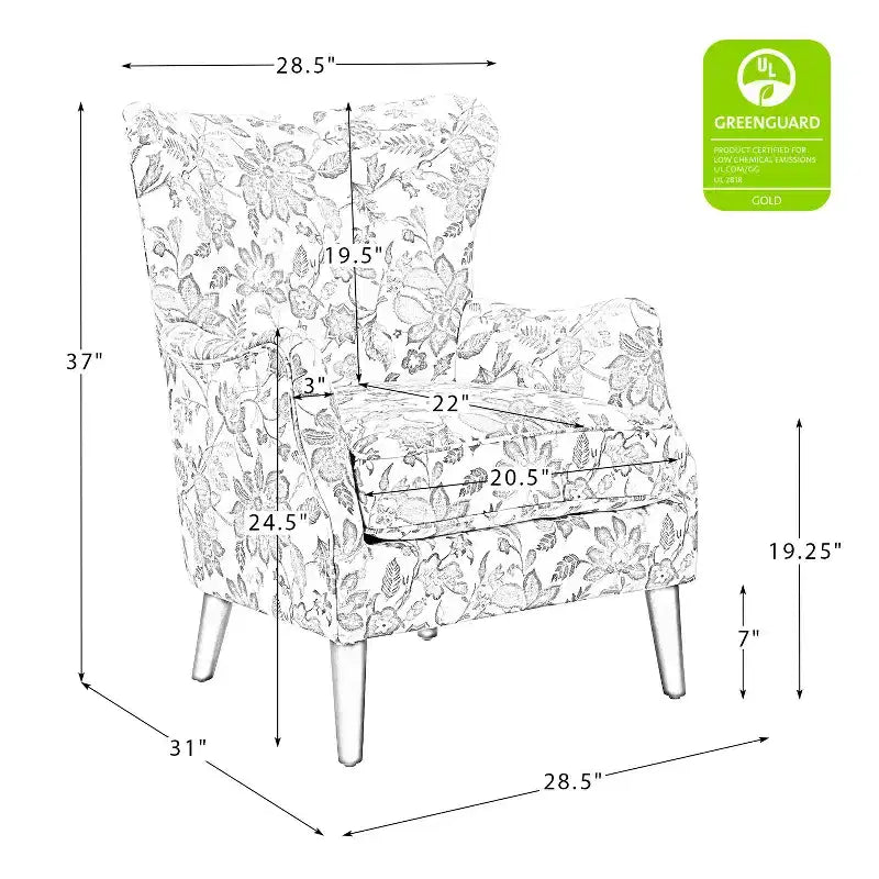 Set di 2 comode poltrone da soggiorno con motivo floreale – Design a pozzetto