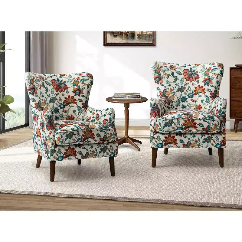 Set di 2 comode poltrone da soggiorno con motivo floreale – Design a pozzetto