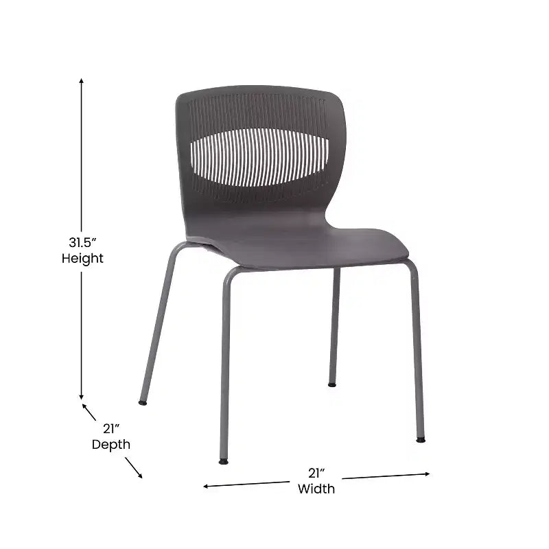 Set di 5 sedie impilabili ergonomiche in polipropilene per carichi pesanti con supporto lombare – Capacità 350 kg