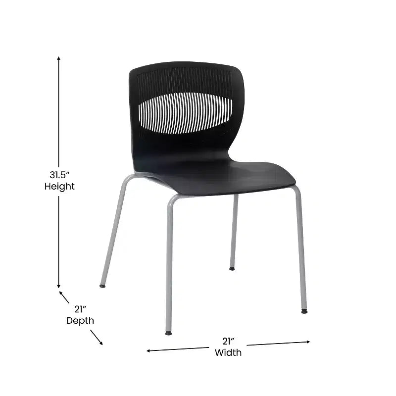 Set di 5 sedie impilabili ergonomiche in polipropilene per carichi pesanti con supporto lombare – Capacità 350 kg