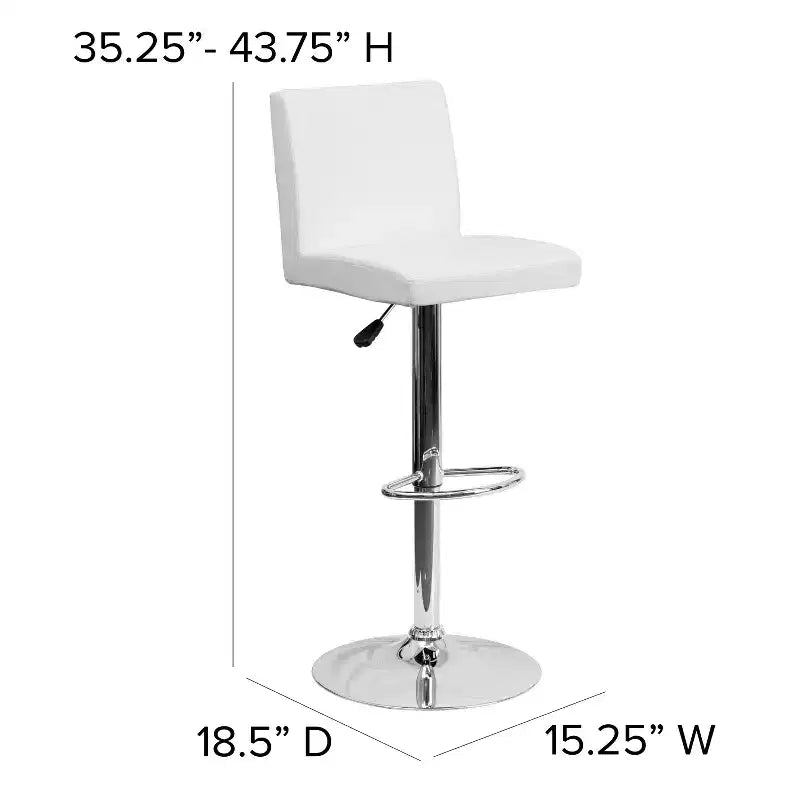 Set di 2 sgabelli da bar contemporanei in vinile regolabili in altezza con schienale a pannello e base cromata