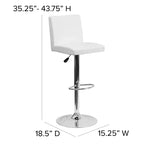 Set di 2 sgabelli da bar contemporanei in vinile regolabili in altezza con schienale a pannello e base cromata
