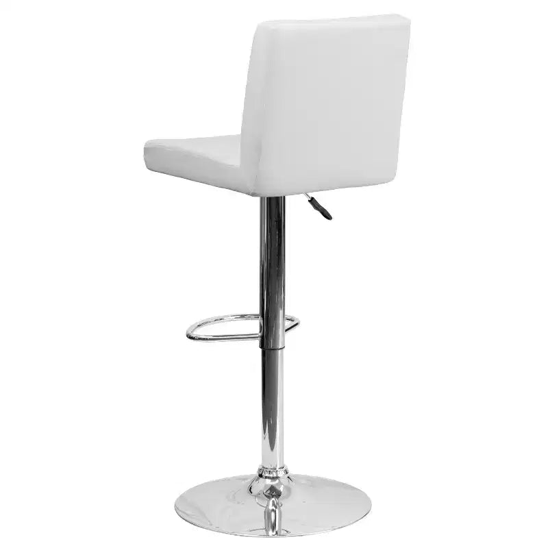 Set di 2 sgabelli da bar contemporanei in vinile regolabili in altezza con schienale a pannello e base cromata