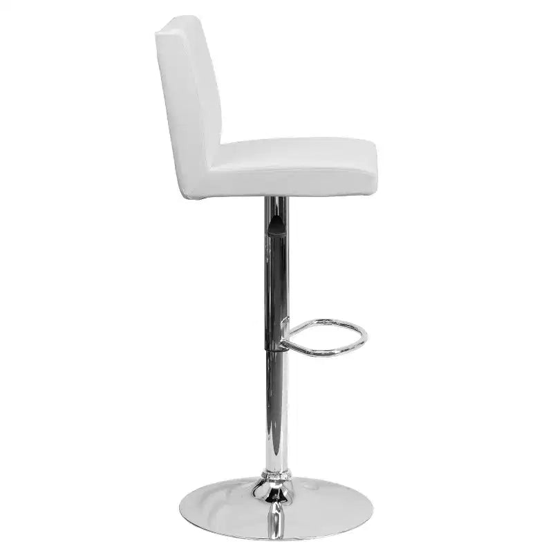 Set di 2 sgabelli da bar contemporanei in vinile regolabili in altezza con schienale a pannello e base cromata