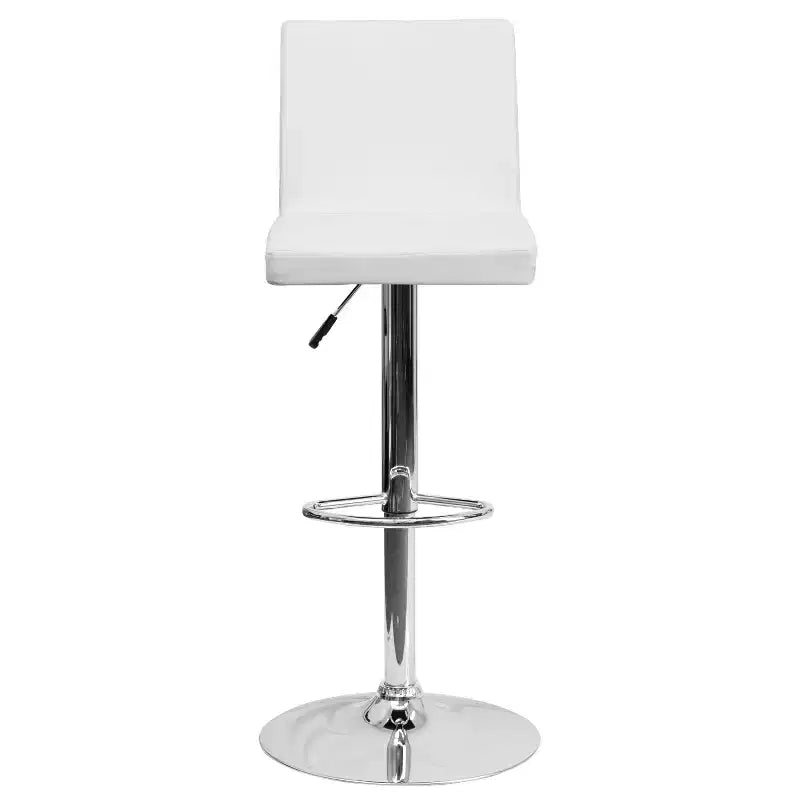 Set di 2 sgabelli da bar contemporanei in vinile regolabili in altezza con schienale a pannello e base cromata