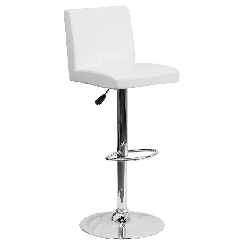 Set di 2 sgabelli da bar contemporanei in vinile regolabili in altezza con schienale a pannello e base cromata