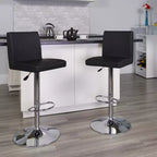 Set di 2 sgabelli da bar contemporanei in vinile regolabili in altezza con schienale a pannello e base cromata