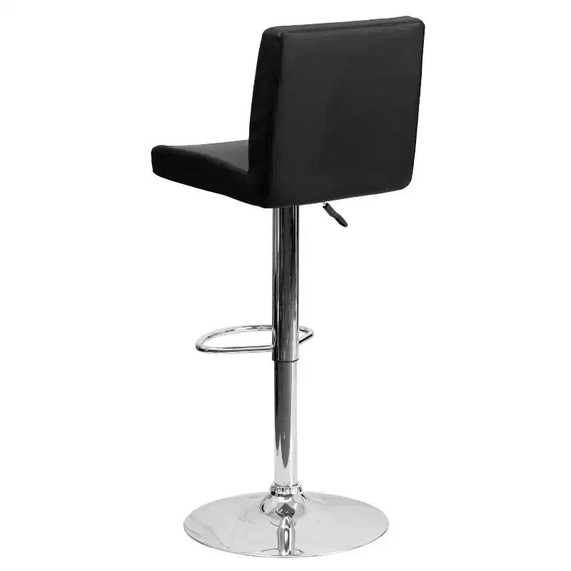 Set di 2 sgabelli da bar contemporanei in vinile regolabili in altezza con schienale a pannello e base cromata