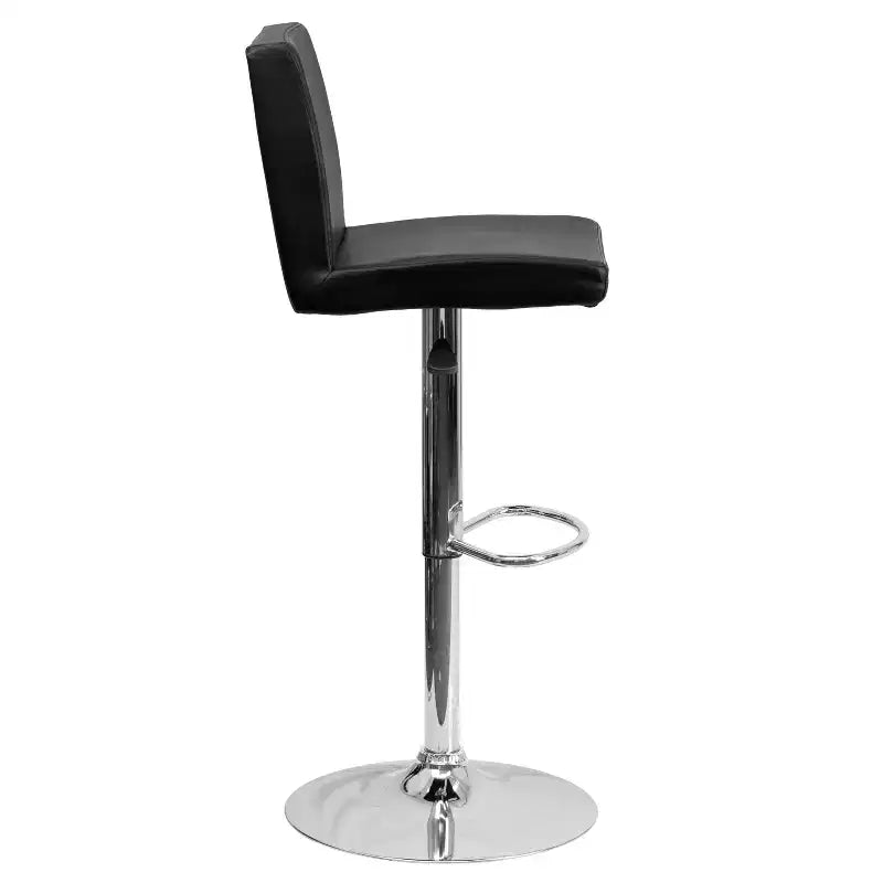 Set di 2 sgabelli da bar contemporanei in vinile regolabili in altezza con schienale a pannello e base cromata