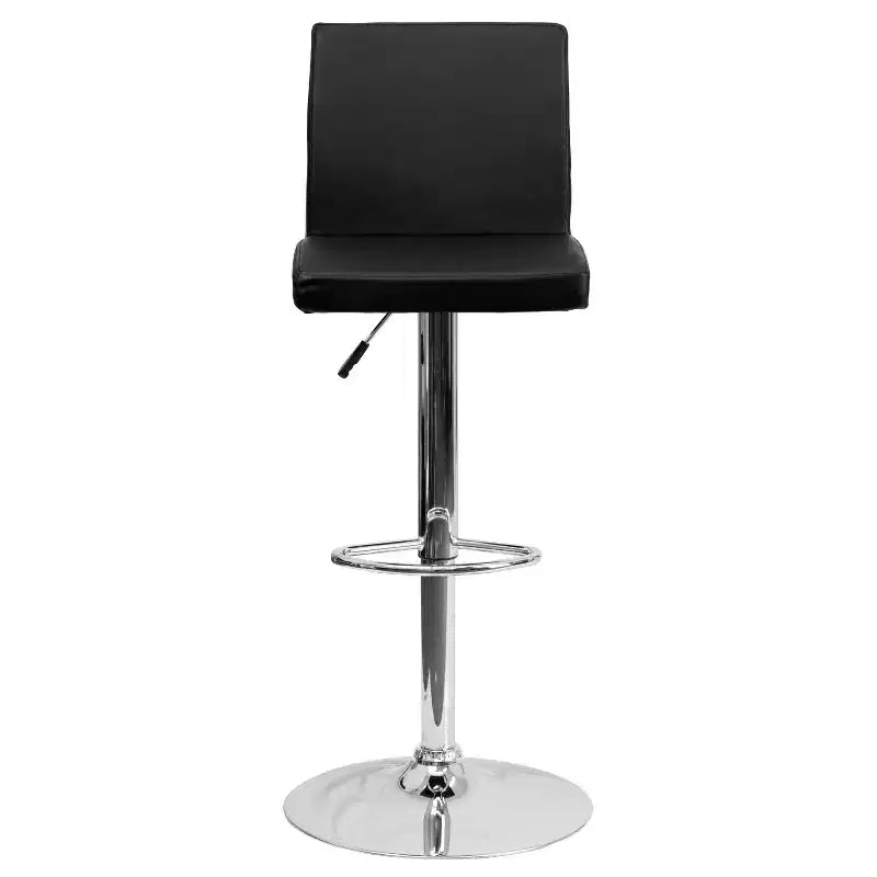 Set di 2 sgabelli da bar contemporanei in vinile regolabili in altezza con schienale a pannello e base cromata
