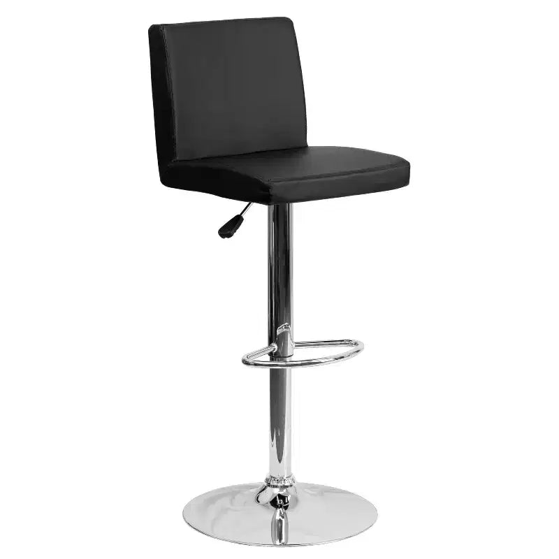 Set di 2 sgabelli da bar contemporanei in vinile regolabili in altezza con schienale a pannello e base cromata
