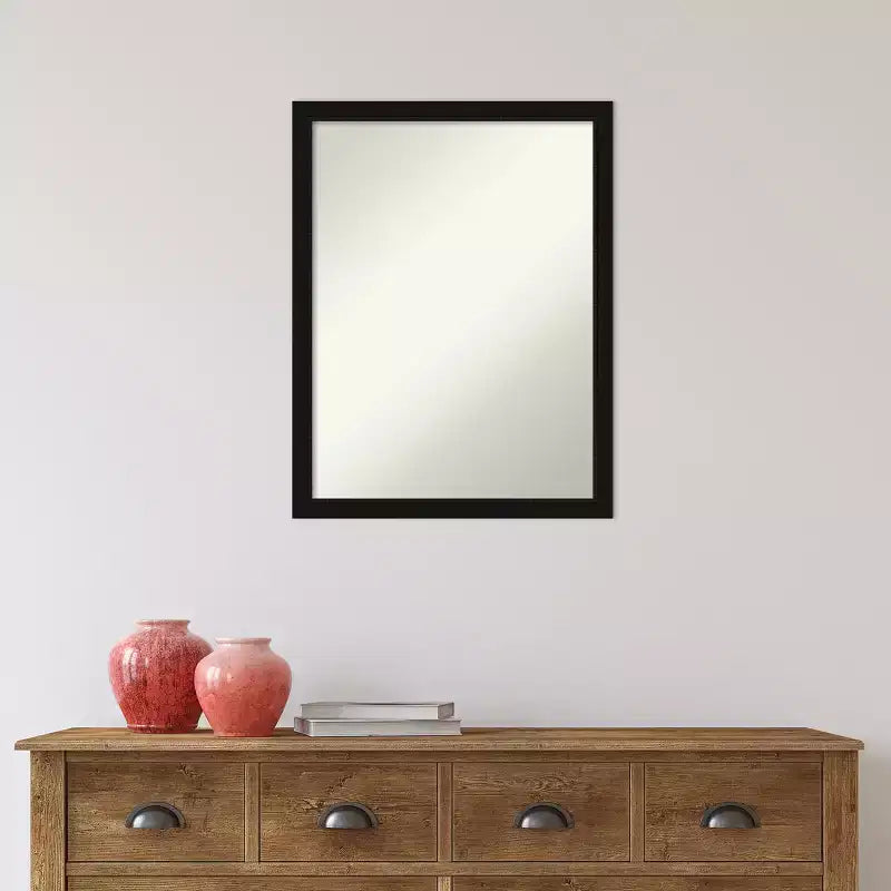 Specchio da Parete per Bagno Non Smussato – Cornice Sottile Nera Satinata, Specchio 18" x 24"