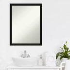 Specchio da Parete per Bagno Non Smussato – Cornice Sottile Nera Satinata, Specchio 18" x 24"