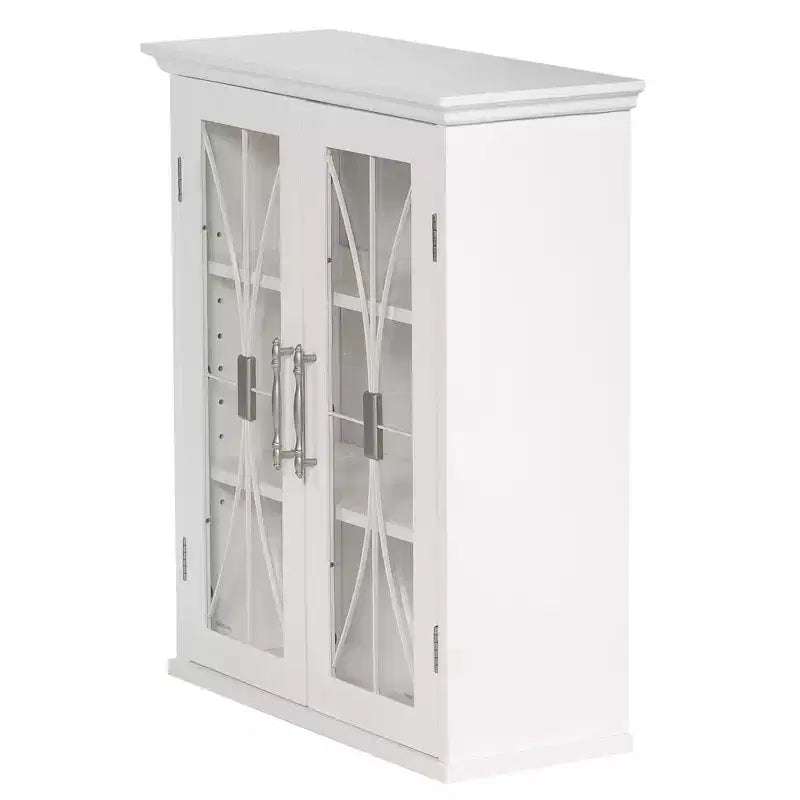 Armadietto da muro rimovibile a 2 ante da 52 x 61 cm con ante in vetro temperato – Bianco