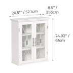 Armadietto da muro rimovibile a 2 ante da 52 x 61 cm con ante in vetro temperato – Bianco