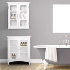 Armadietto da muro rimovibile a 2 ante da 52 x 61 cm con ante in vetro temperato – Bianco