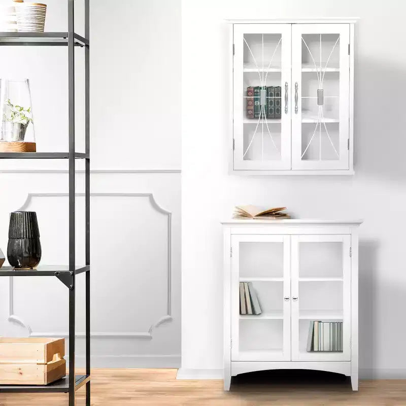 Armadietto da muro rimovibile a 2 ante da 52 x 61 cm con ante in vetro temperato – Bianco