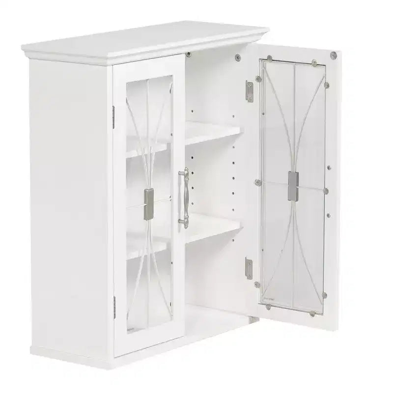 Armadietto da muro rimovibile a 2 ante da 52 x 61 cm con ante in vetro temperato – Bianco