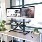 Convertitore Scrivania Ergonomica – Altezza Regolabile da 10,9 cm a 50,5 cm, Capacità 17 kg, Doppio Monitor, Nero