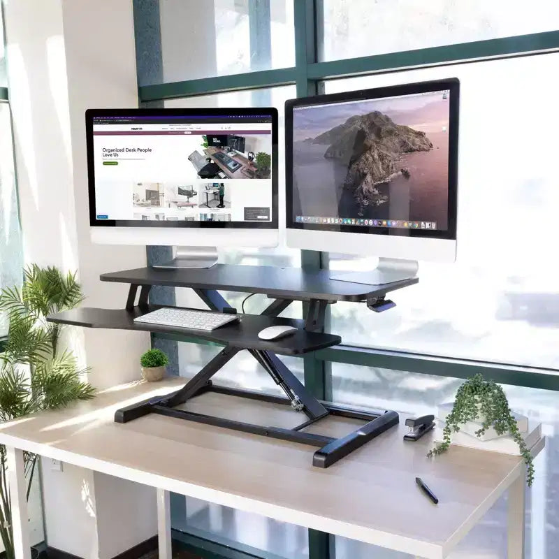Convertitore Scrivania Ergonomica – Altezza Regolabile da 10,9 cm a 50,5 cm, Capacità 17 kg, Doppio Monitor, Nero