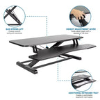 Convertitore Scrivania Ergonomica – Altezza Regolabile da 10,9 cm a 50,5 cm, Capacità 17 kg, Doppio Monitor, Nero