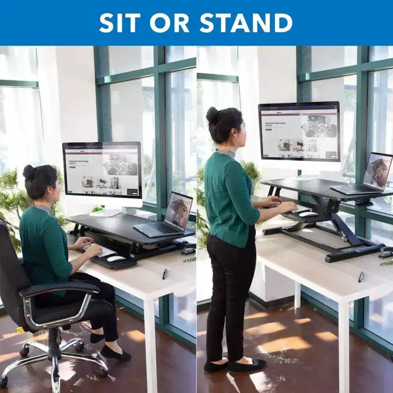 Convertitore Scrivania Ergonomica – Altezza Regolabile da 10,9 cm a 50,5 cm, Capacità 17 kg, Doppio Monitor, Nero