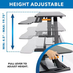 Convertitore Scrivania Ergonomica – Altezza Regolabile da 10,9 cm a 50,5 cm, Capacità 17 kg, Doppio Monitor, Nero