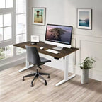 Scrivania Elettrica Regolabile in Altezza con Piano – 140 cm di Larghezza, Bianco/Rovere