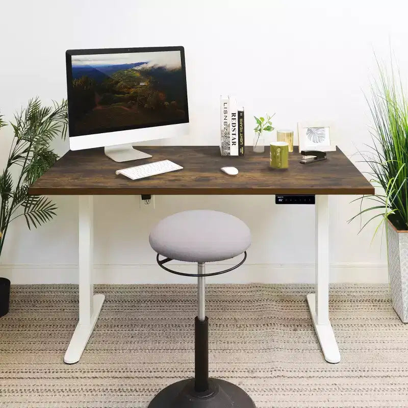 Scrivania Elettrica Regolabile in Altezza con Piano – 140 cm di Larghezza, Bianco/Rovere