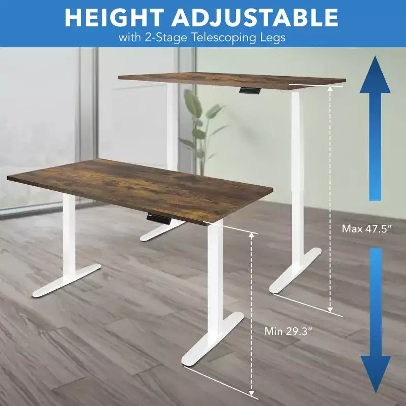 Scrivania Elettrica Regolabile in Altezza con Piano – 140 cm di Larghezza, Bianco/Rovere