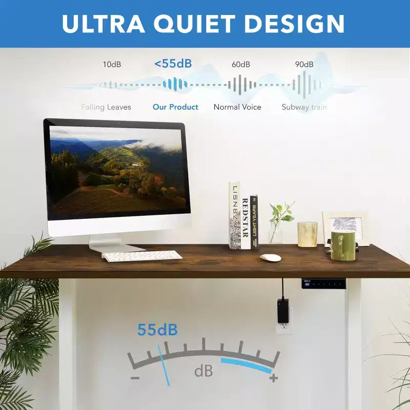 Scrivania Elettrica Regolabile in Altezza con Piano – 140 cm di Larghezza, Bianco/Rovere