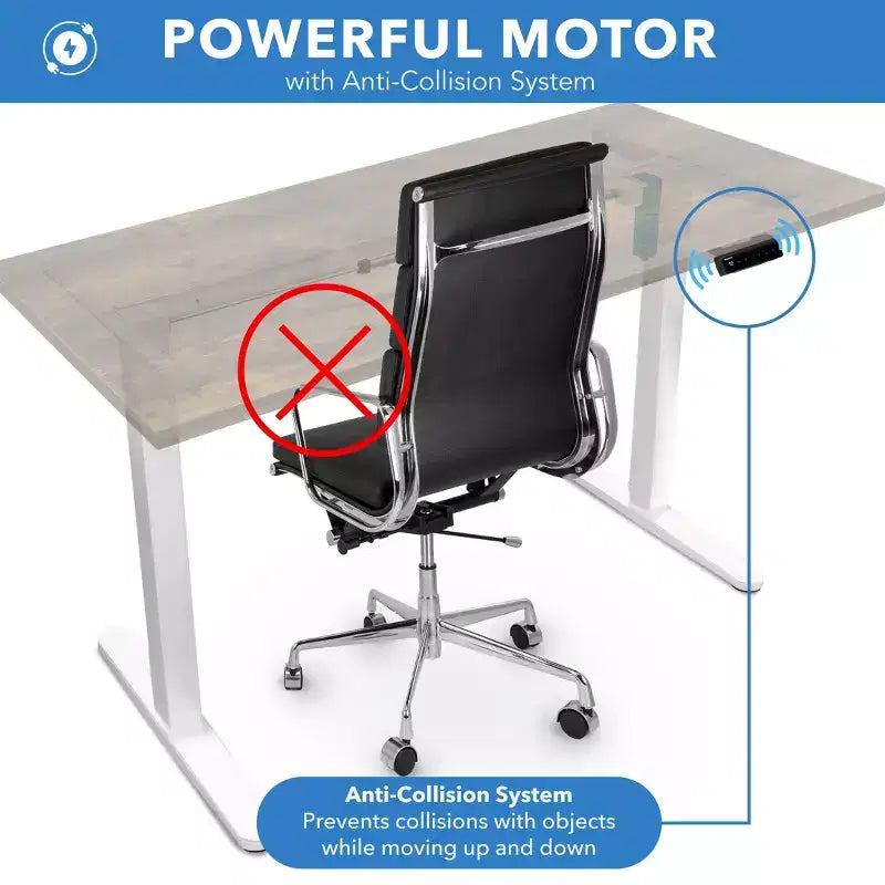 Scrivania Elettrica Regolabile in Altezza con Piano – 140 cm di Larghezza, Bianco/Rovere