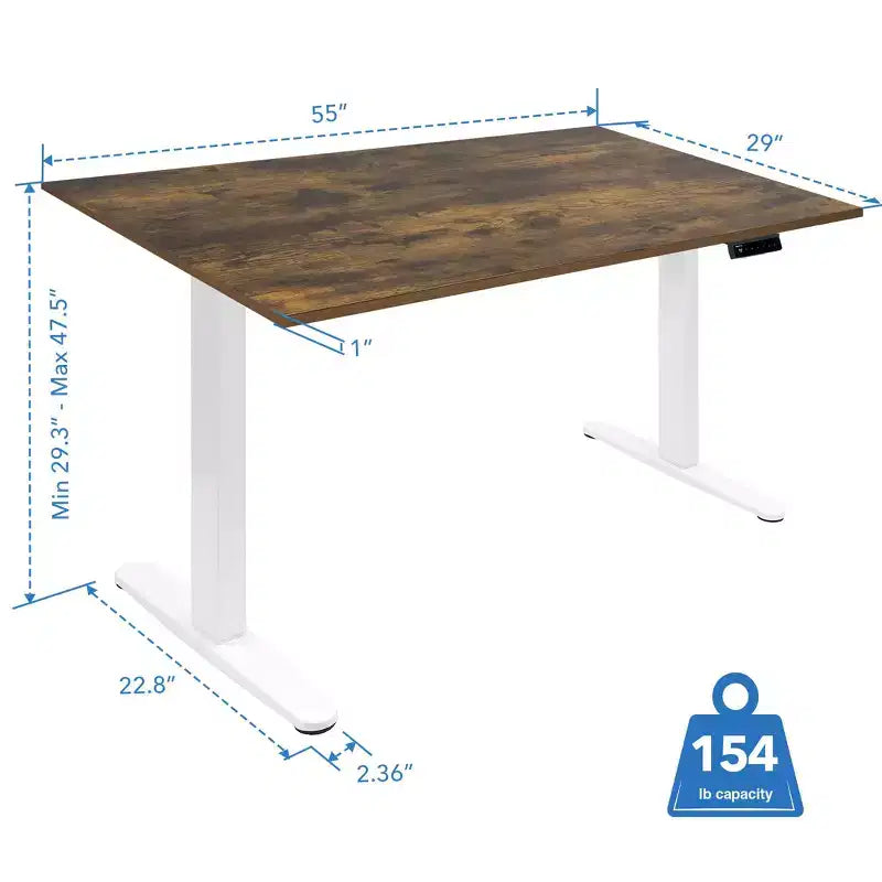 Scrivania Elettrica Regolabile in Altezza con Piano – 140 cm di Larghezza, Bianco/Rovere