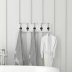 Scaffale da parete in legno massello di pino da 24" con 5 ganci – Ingresso, cucina e bagno
